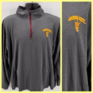 Knights Apparel ASU Pullover Men Large Gray Arizona State Sun Devils 1/4 Zip